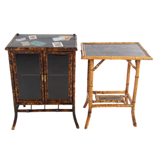 Two Pieces of Painted Rattan Furniture