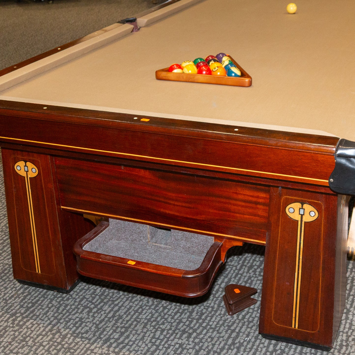 Brunswick Art Deco Mahogany Inlaid Billiard Table