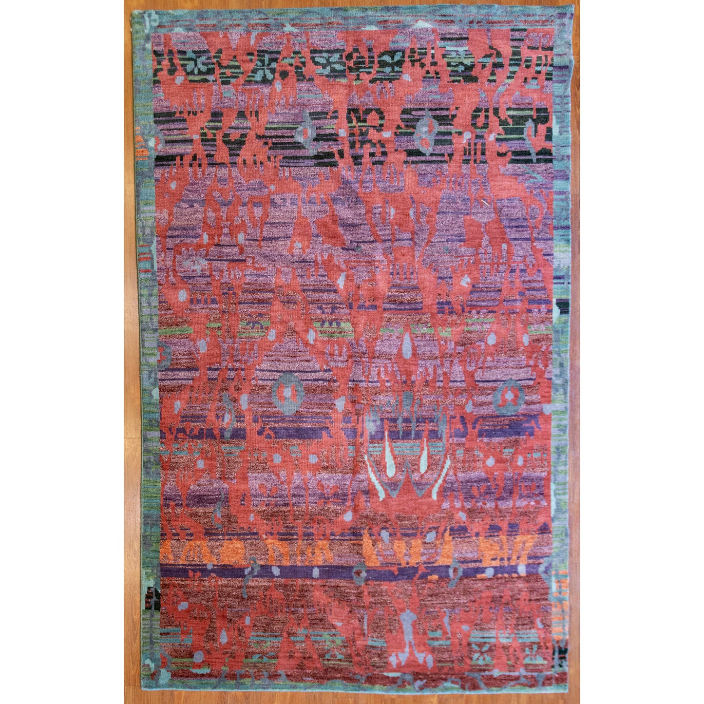 Contemporary Abstract Rug, India, 5.6 x 8