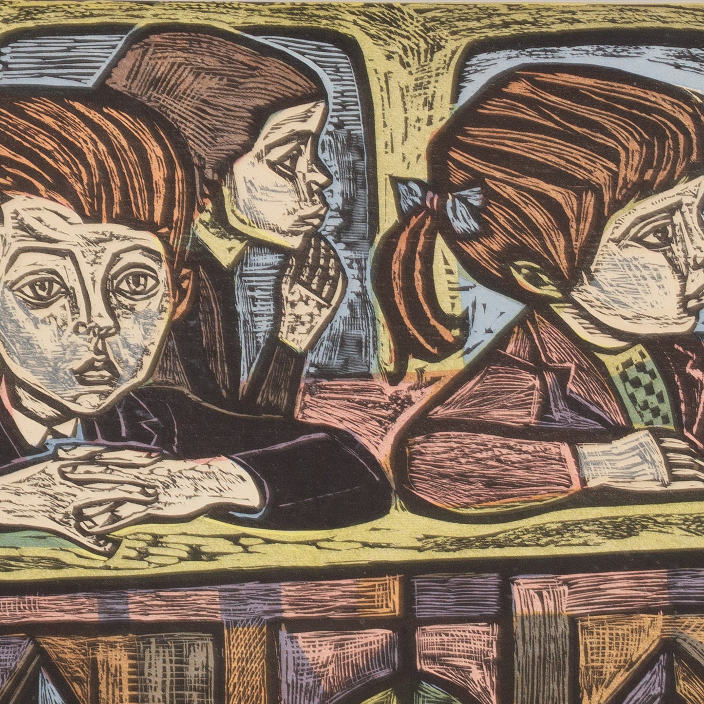 Irving Amen. "At the Puppet Theatre," woodcut