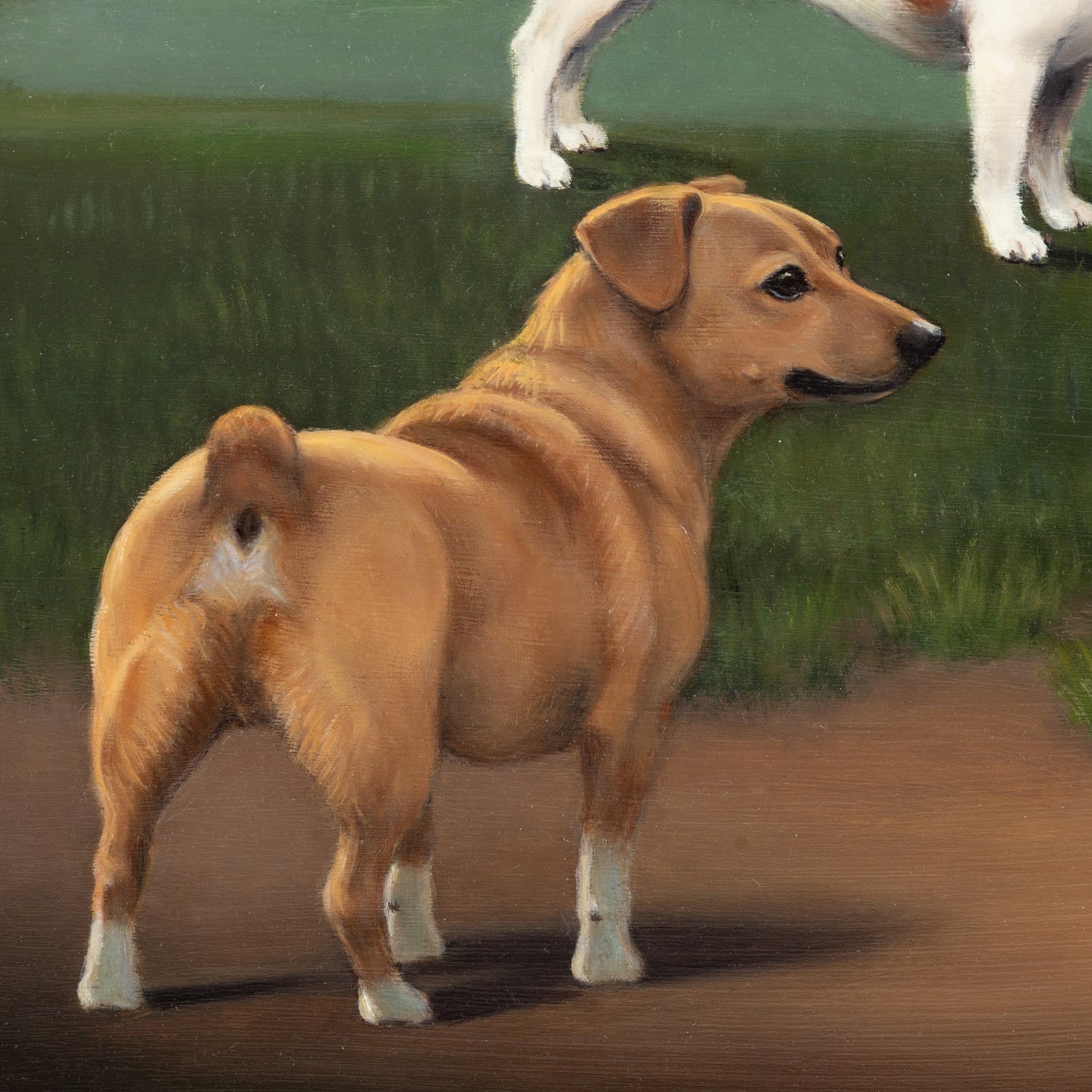 Christine Merrill. "Parson Russell Terriers and One Jack Daniel," oil