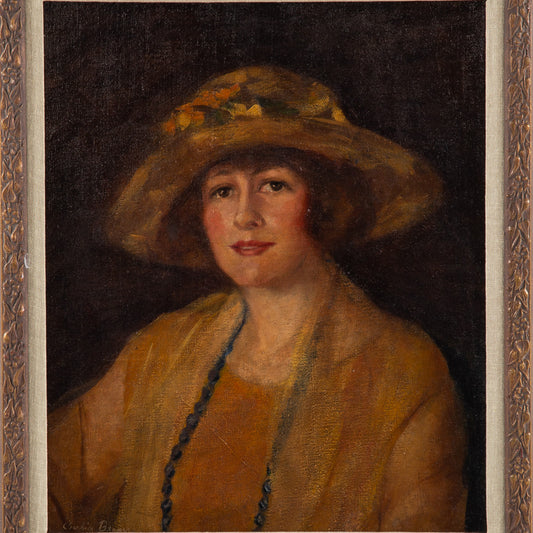 Attributed to Cecilia Beaux. Lady with Hat, oil