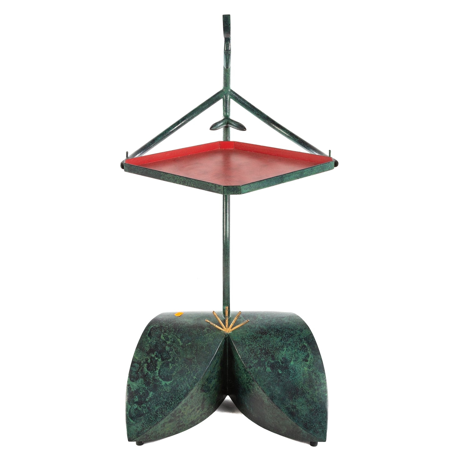 Yves Pagart. Green Sculptural Table, mixed metal