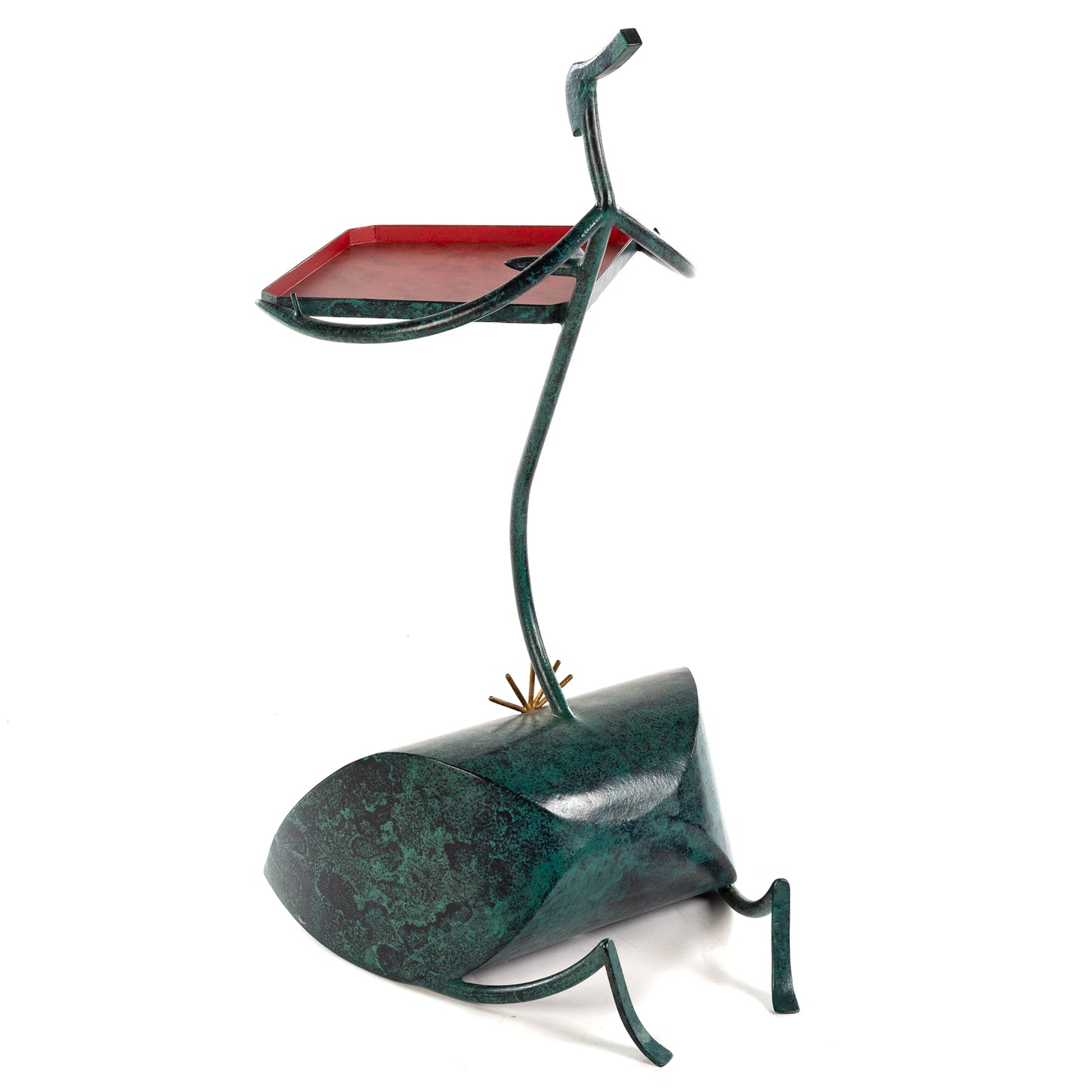 Yves Pagart. Green Sculptural Table, mixed metal