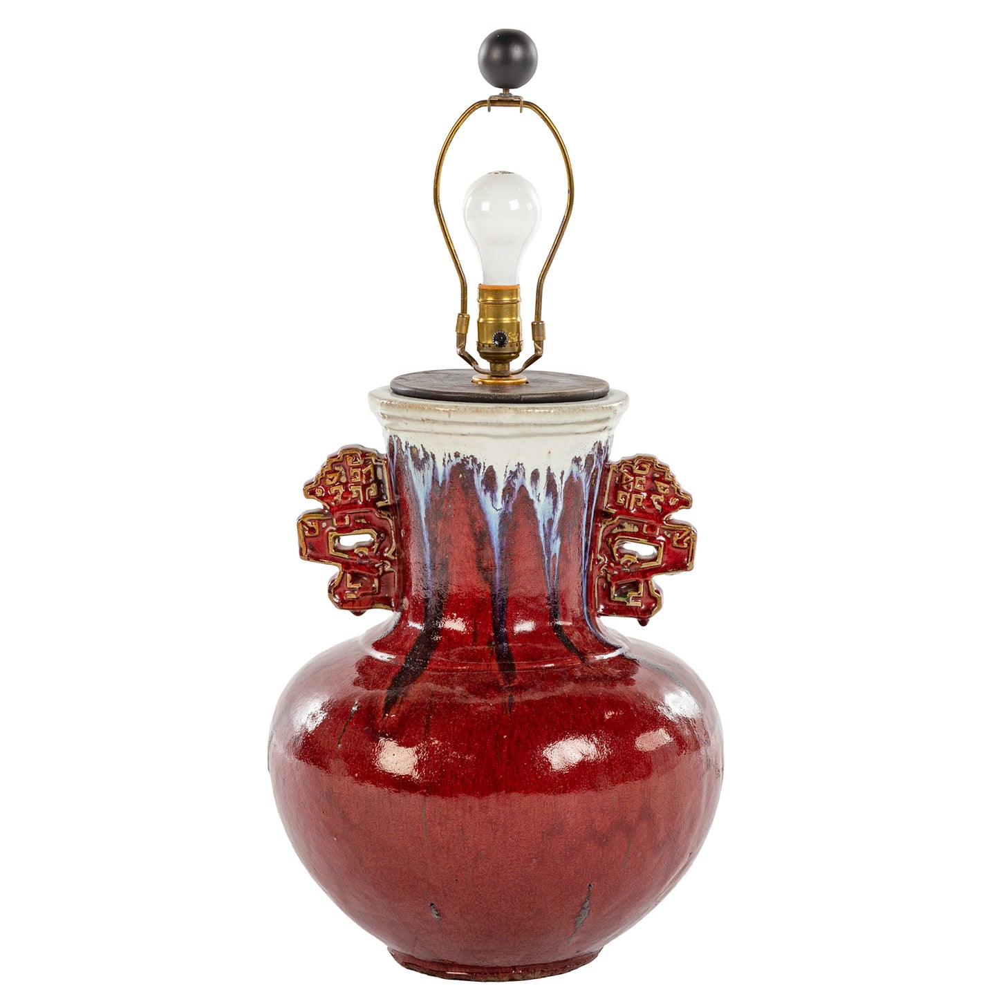 A Chinese Porcelain Flambe Table Lamp