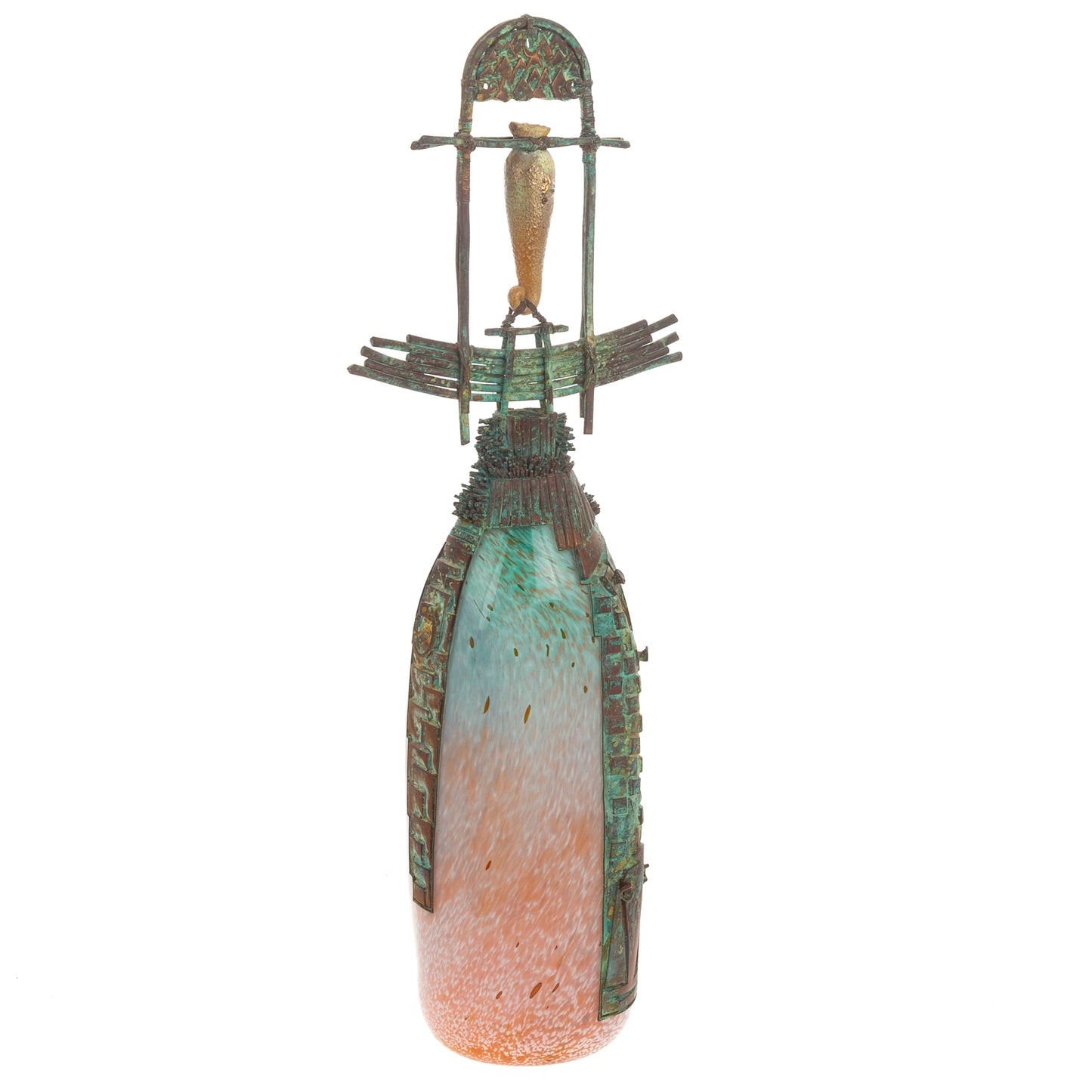 26" David Lewin Bronze & Glass Sculptural Vase