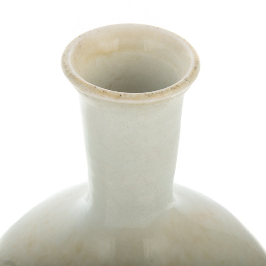 Near Pair Korean Monochrome Porcelain Bottle Vases