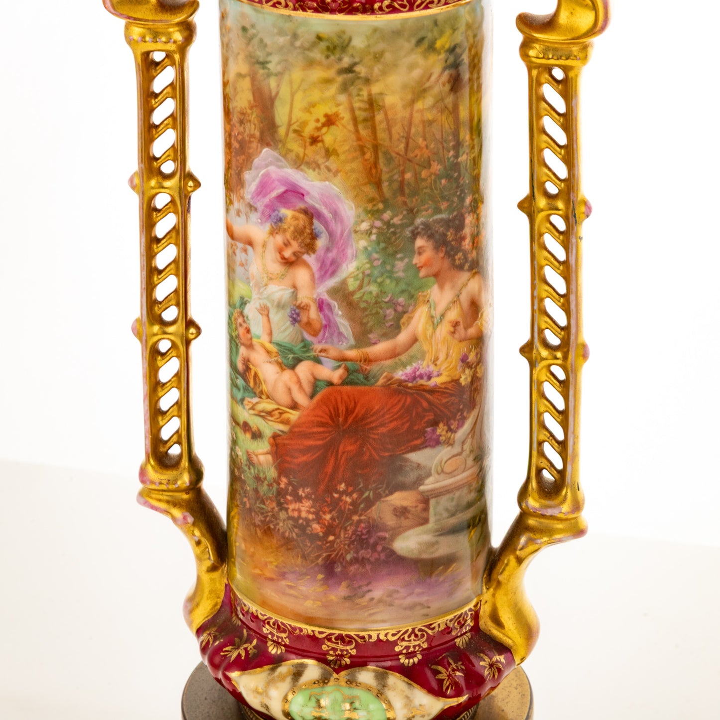 An Austrian Porcelain Vase Mounted as Table Lamp