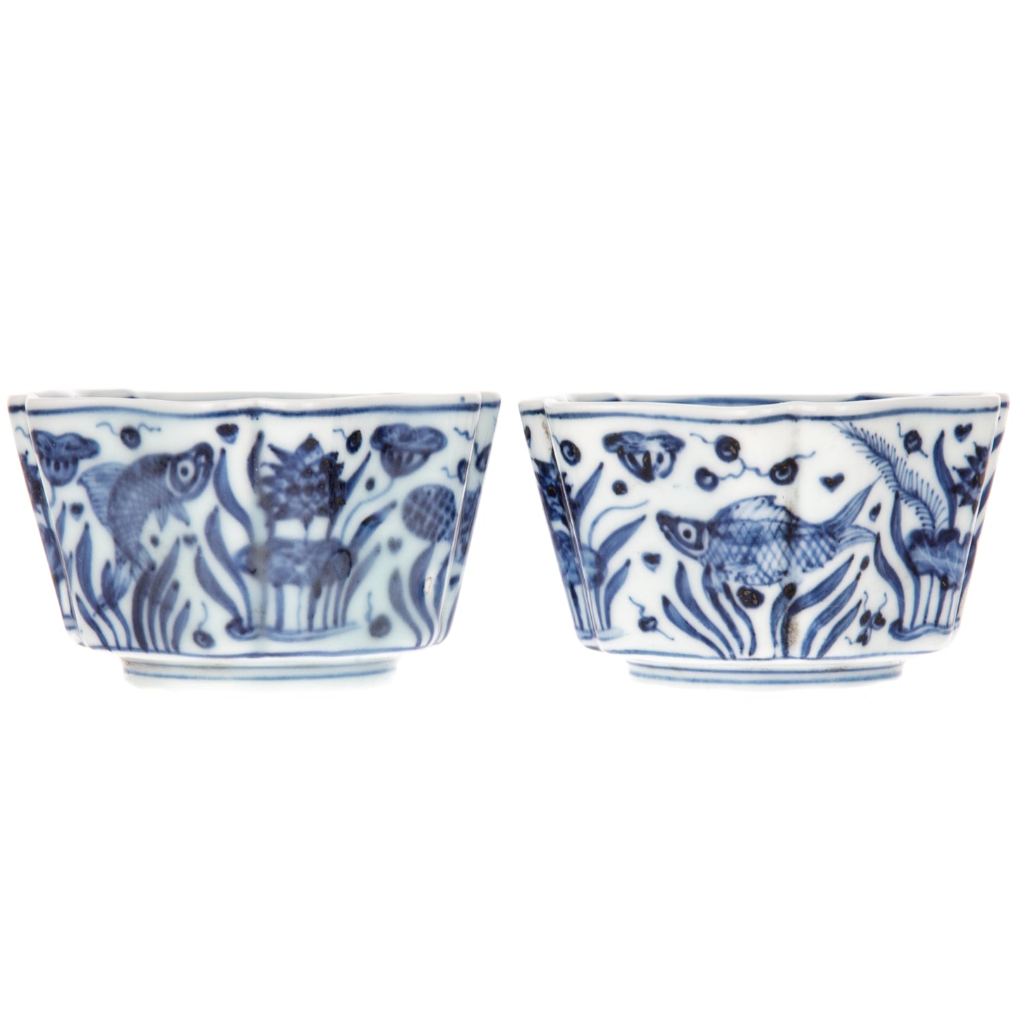 A Pair of Chinese Blue & White Porcelain Tea Bowls