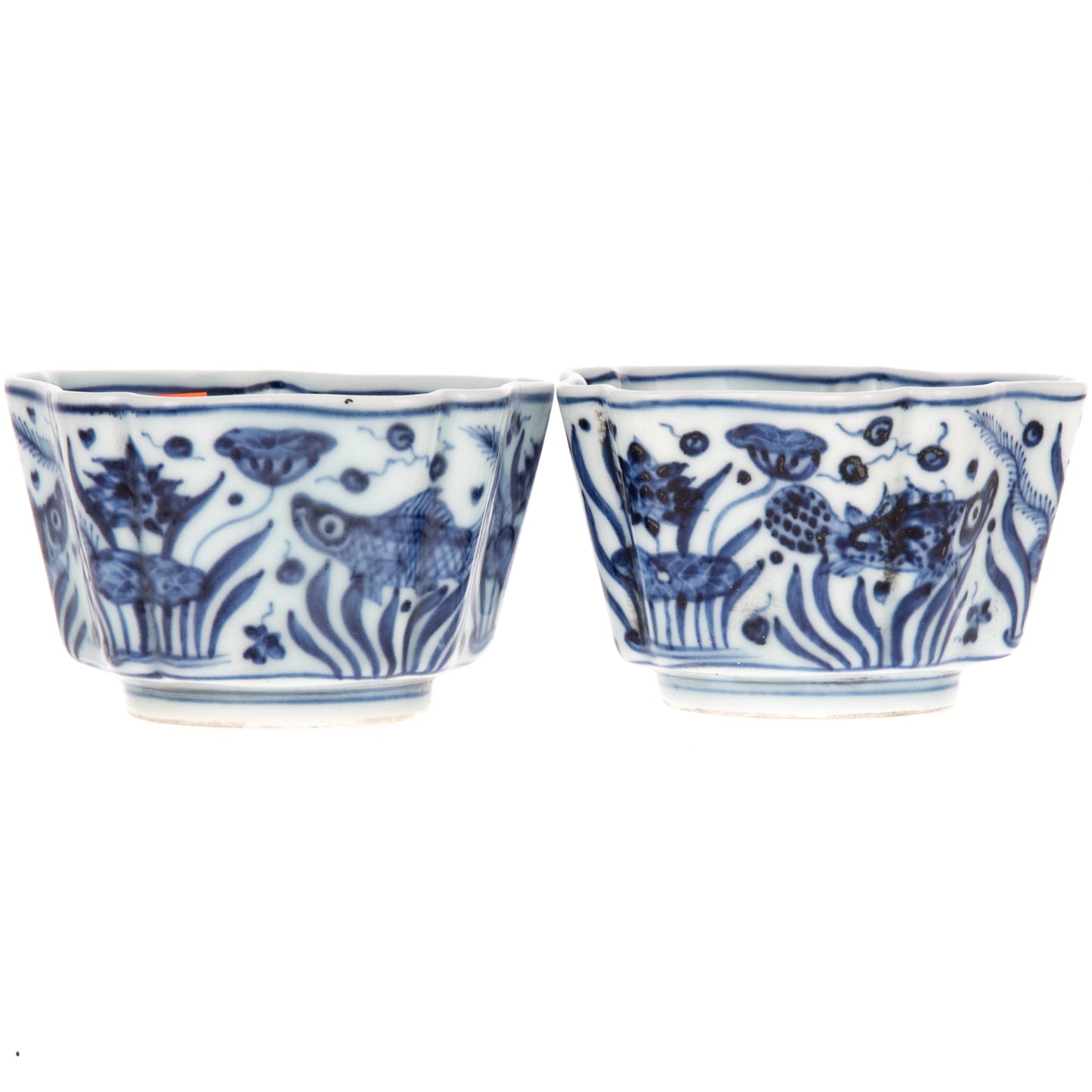 A Pair of Chinese Blue & White Porcelain Tea Bowls