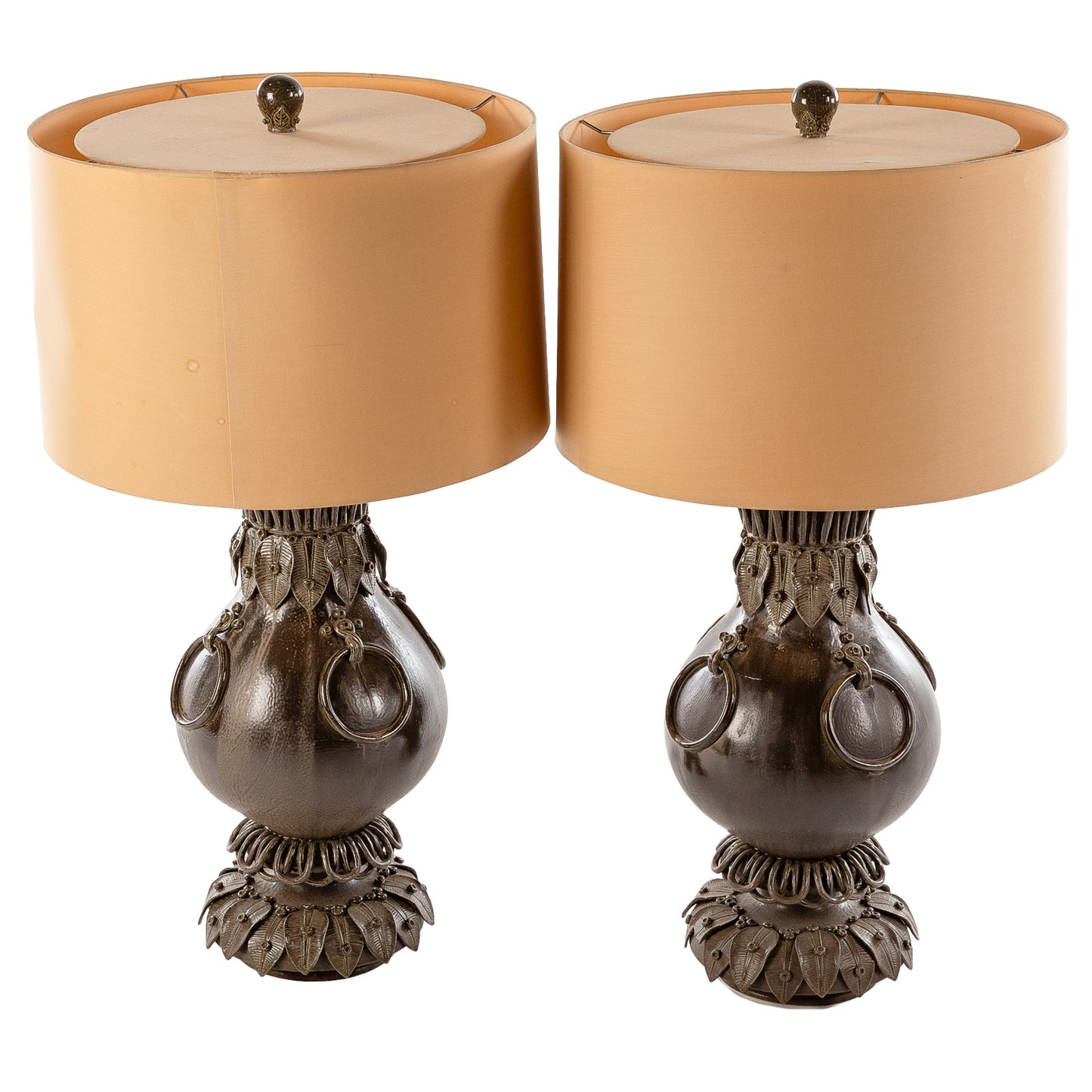 A Pair of Barry Dixon for Arteriors Foliage Urn La