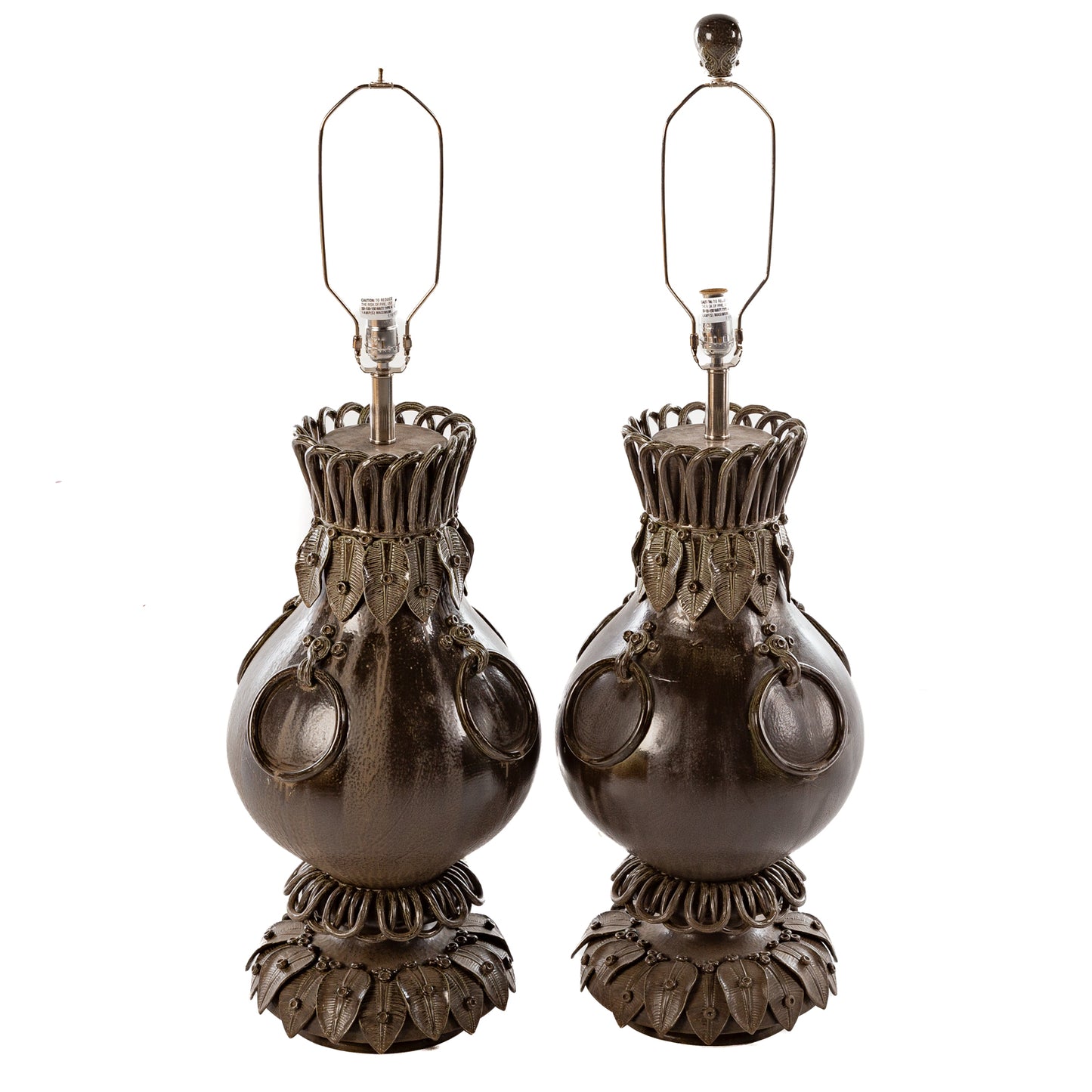 A Pair of Barry Dixon for Arteriors Foliage Urn La