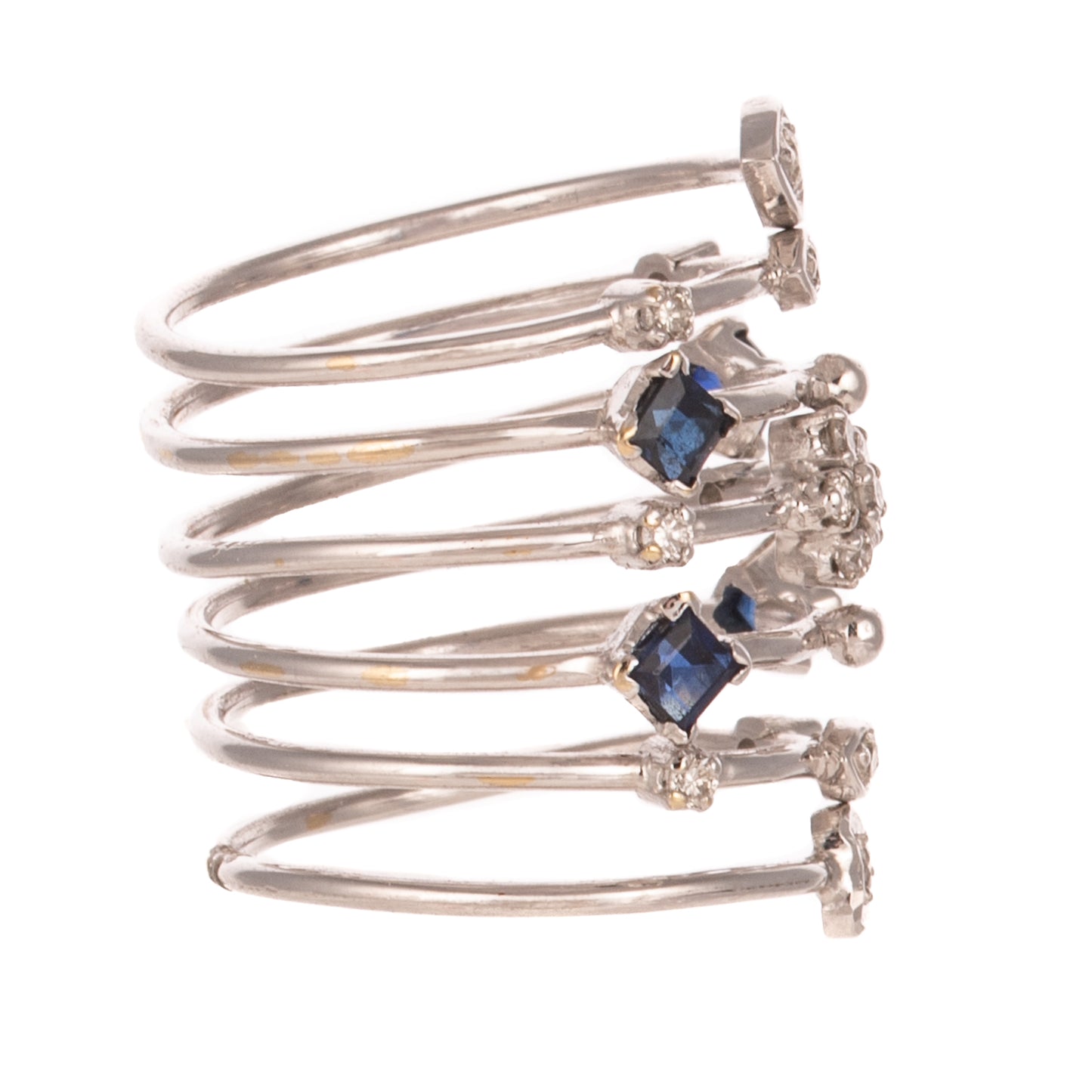 A Diamond & Sapphire Spiral Ring in 18K