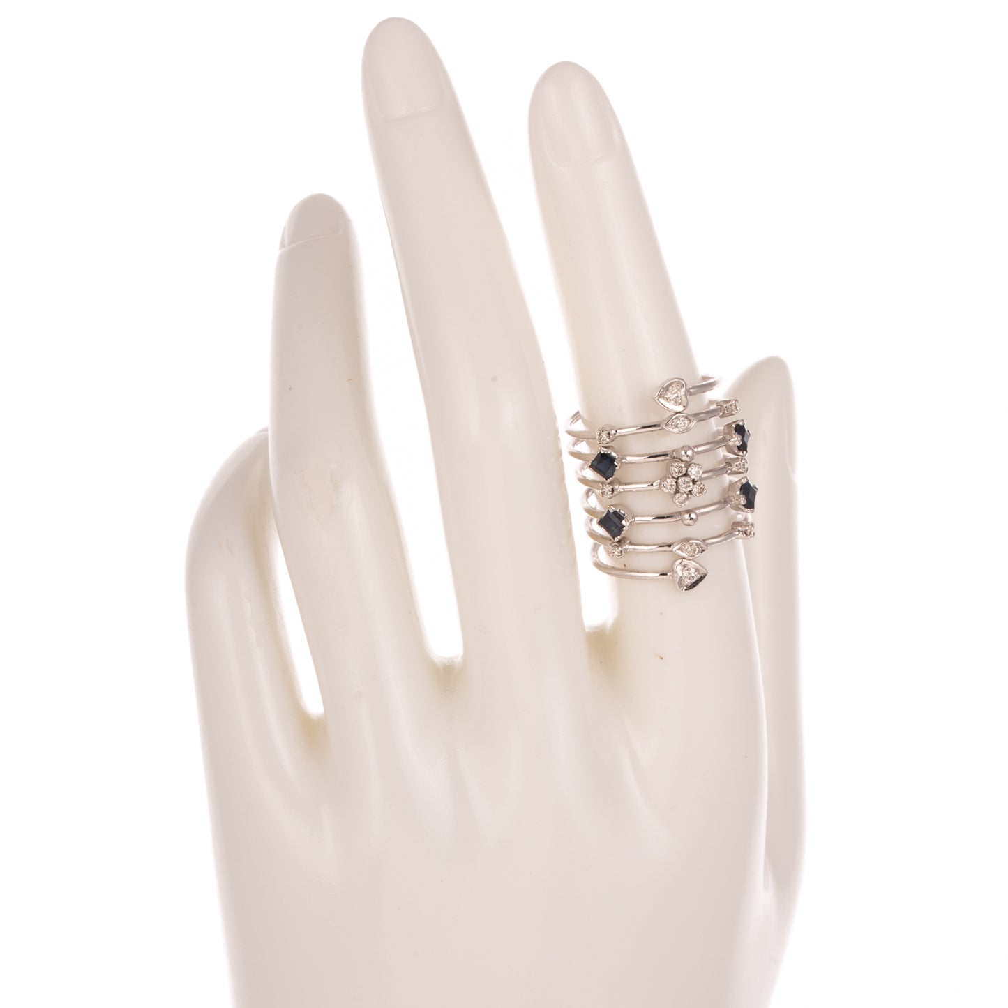 A Diamond & Sapphire Spiral Ring in 18K