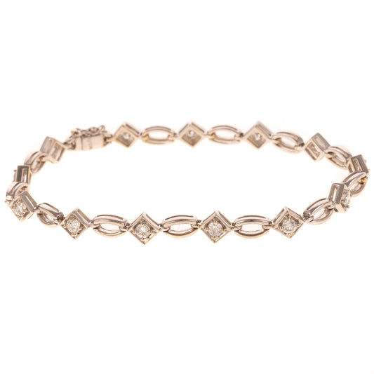 A Diamond Square Link Bracelet in 14K
