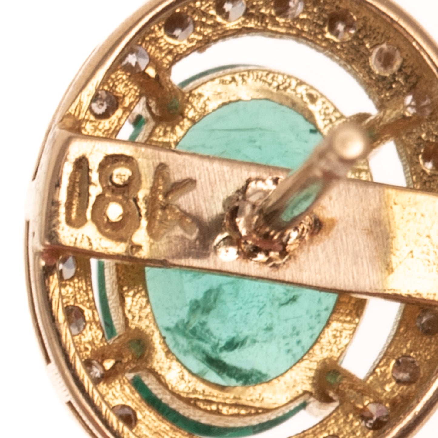 A Pair of Emerald, Pearl & Diamond Earrings in 18K
