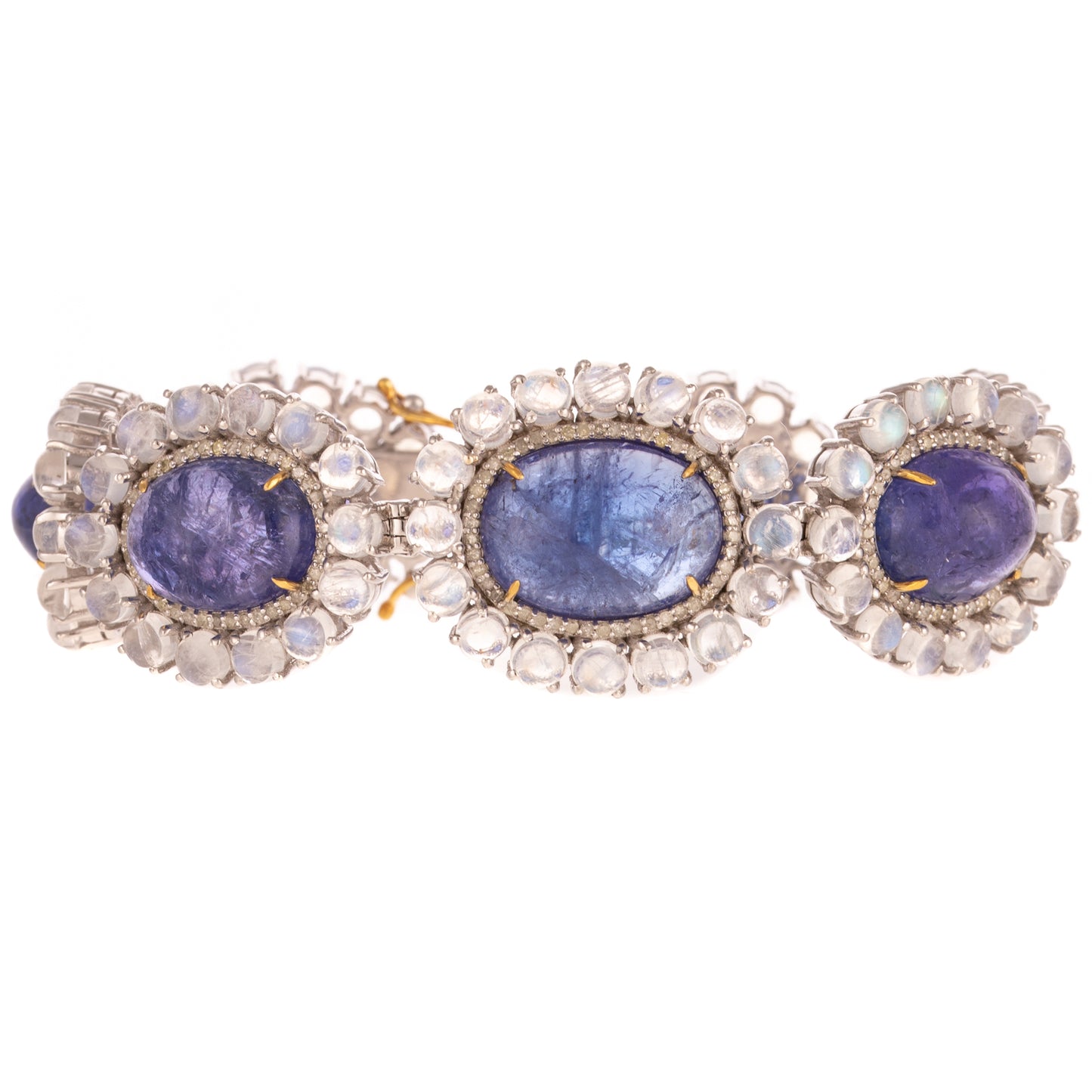 A Large Tanzanite & Moonstone Bracelet in Sterling