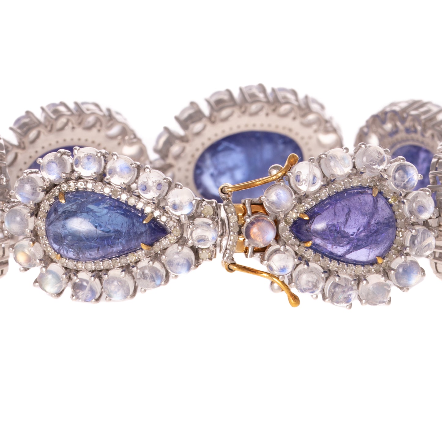 A Large Tanzanite & Moonstone Bracelet in Sterling