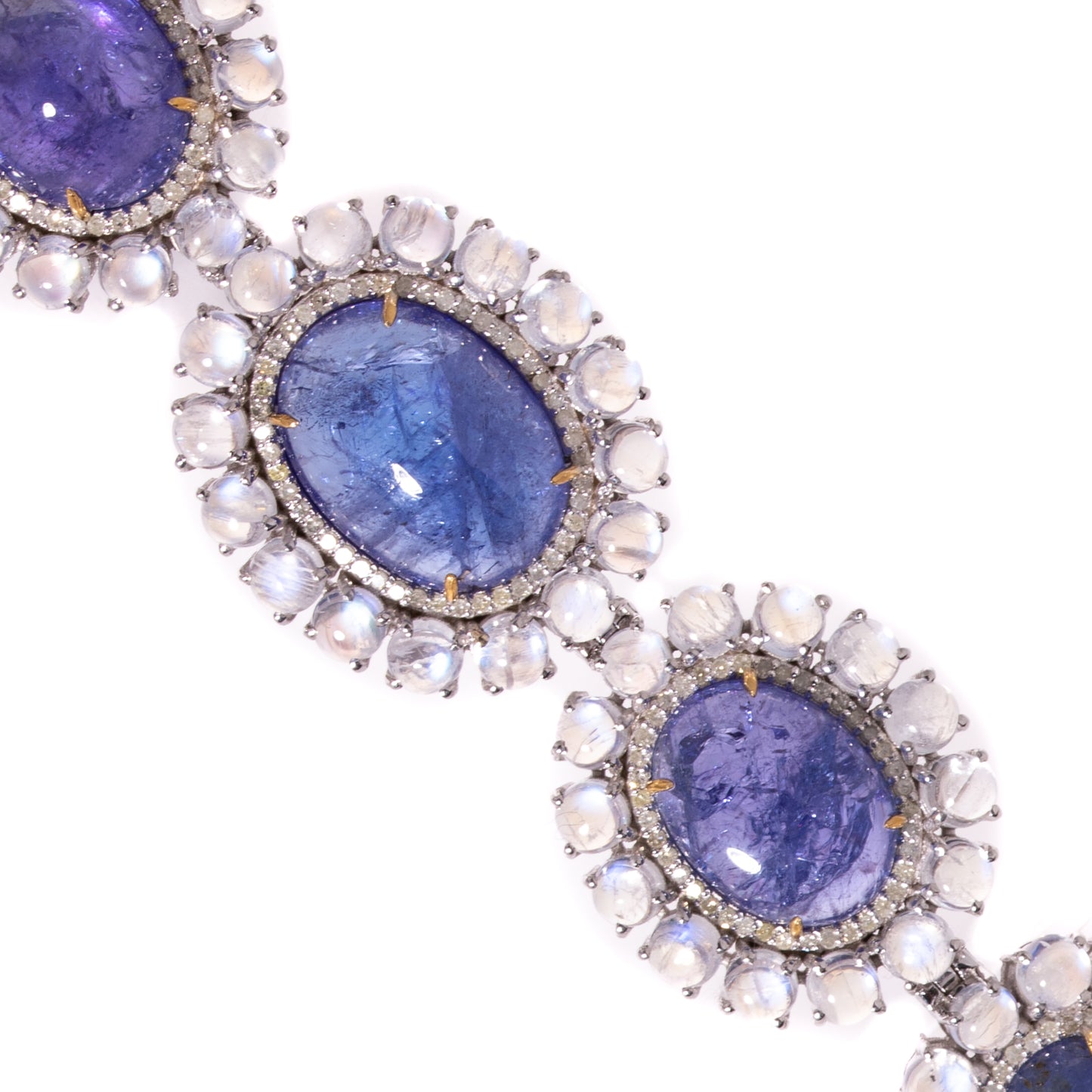 A Large Tanzanite & Moonstone Bracelet in Sterling