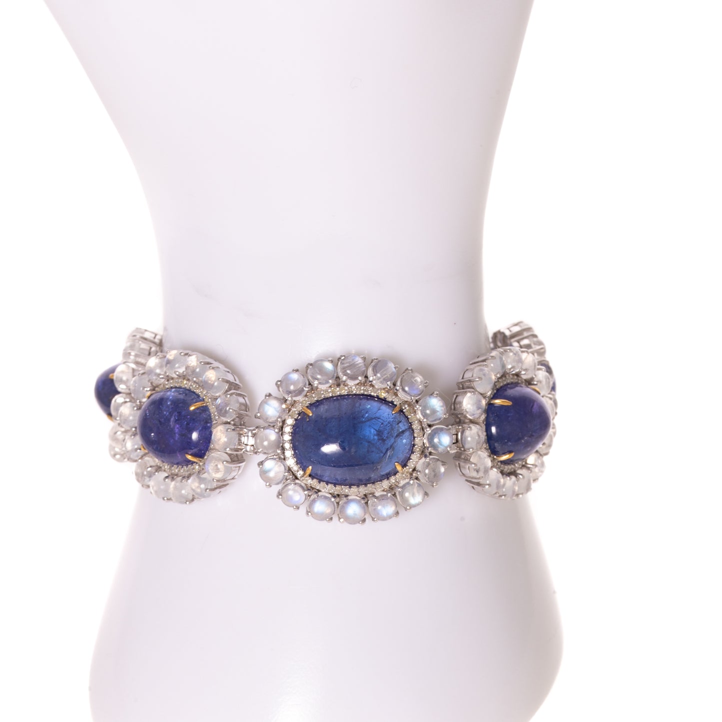 A Large Tanzanite & Moonstone Bracelet in Sterling