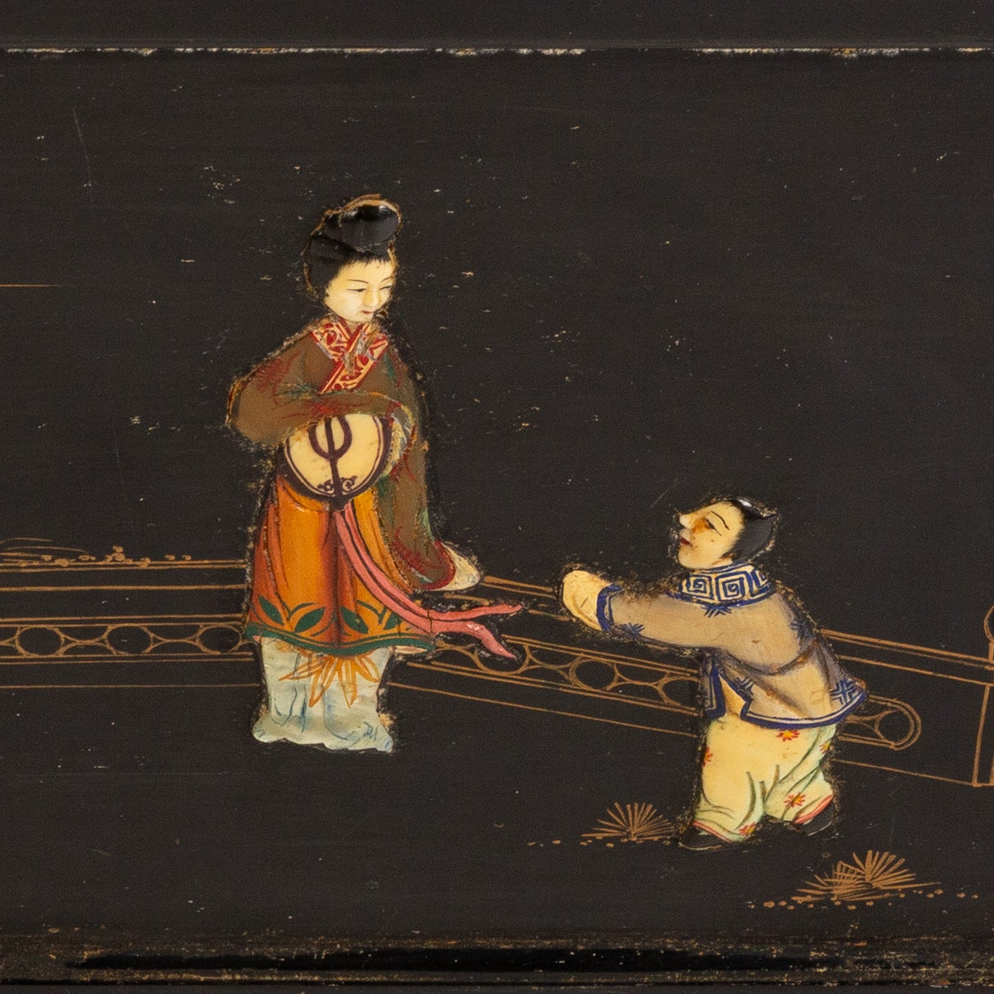 Majestic Company Asian Lacquered & Brass Trunk