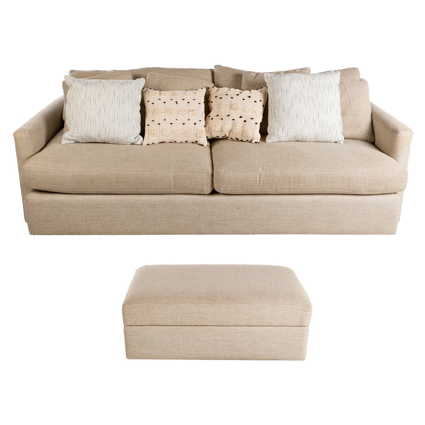 Crate & Barrel Upholstered Sofa & Ottoman