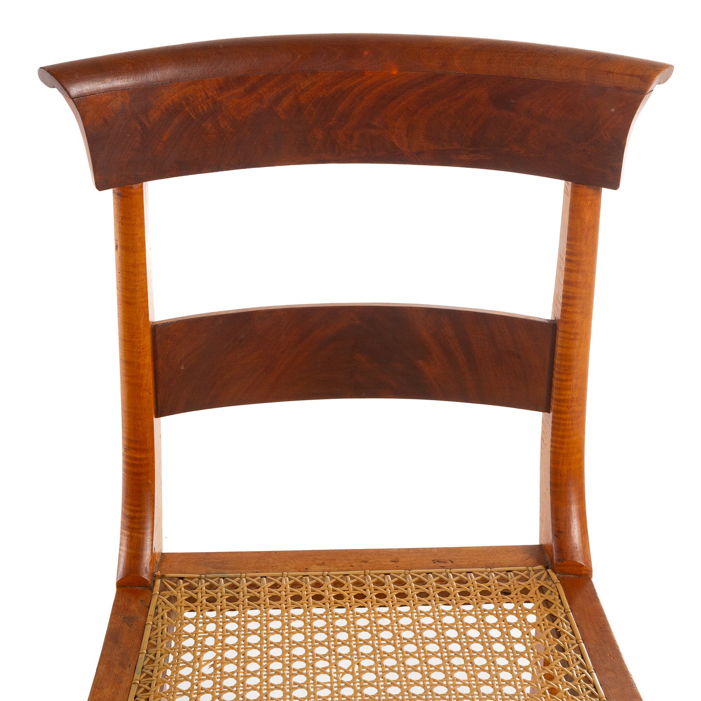 A Pair of Federal Style Tiger Maple Cane Seat Chairs