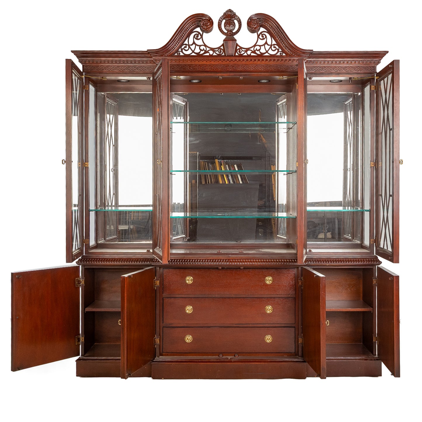 Bernhardt Mahogany Chippendale Style Breakfront