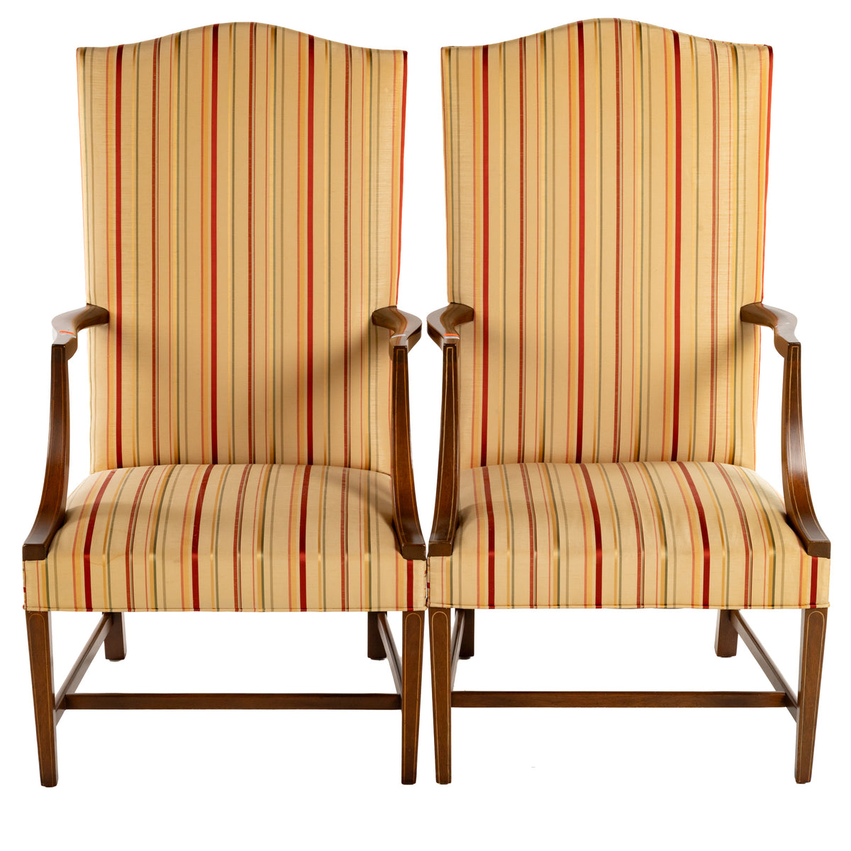 A Pair of Federal Style Mahogany Lolling Armchairs