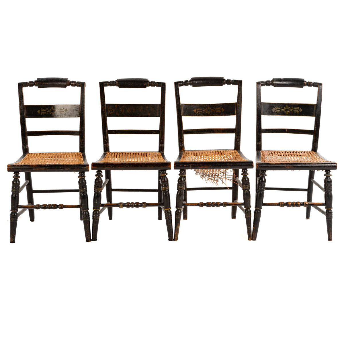 Set of Four 19th c. Stenciled Hitchcock Chairs