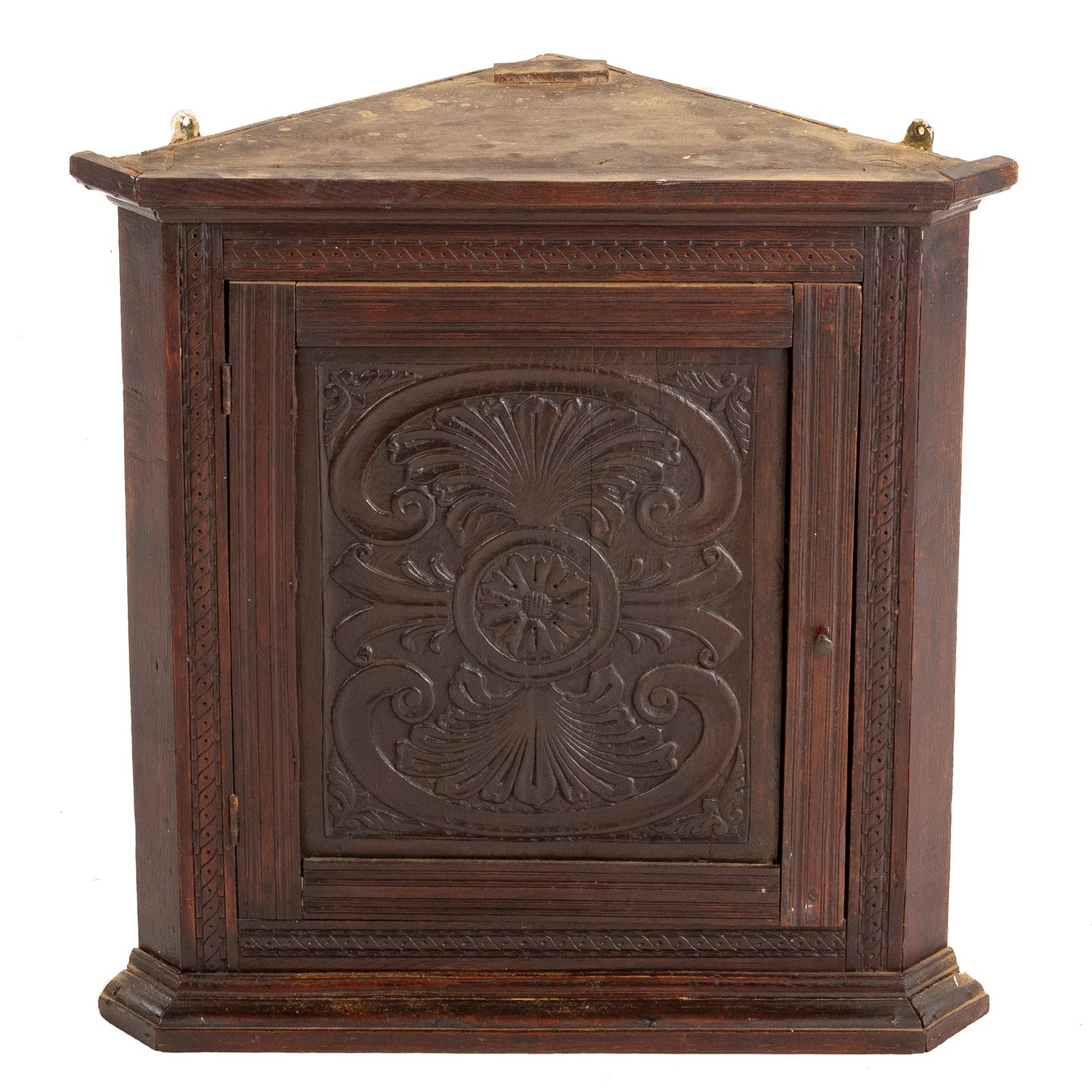 English Vernacular Carved Hanging Corner Cabinet