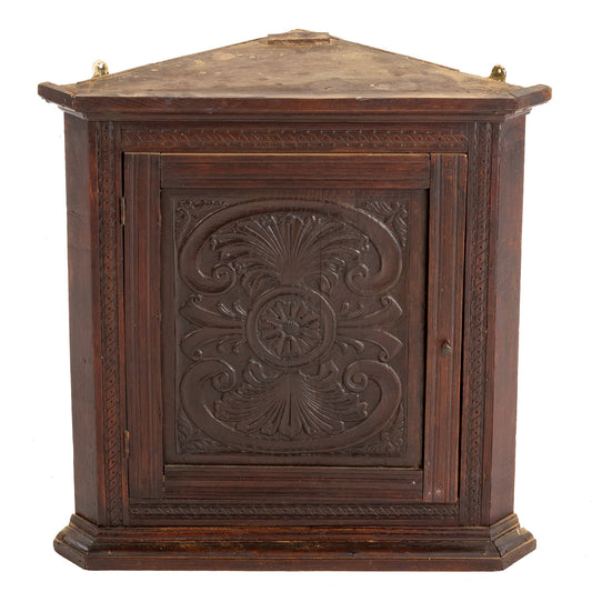 English Vernacular Carved Hanging Corner Cabinet