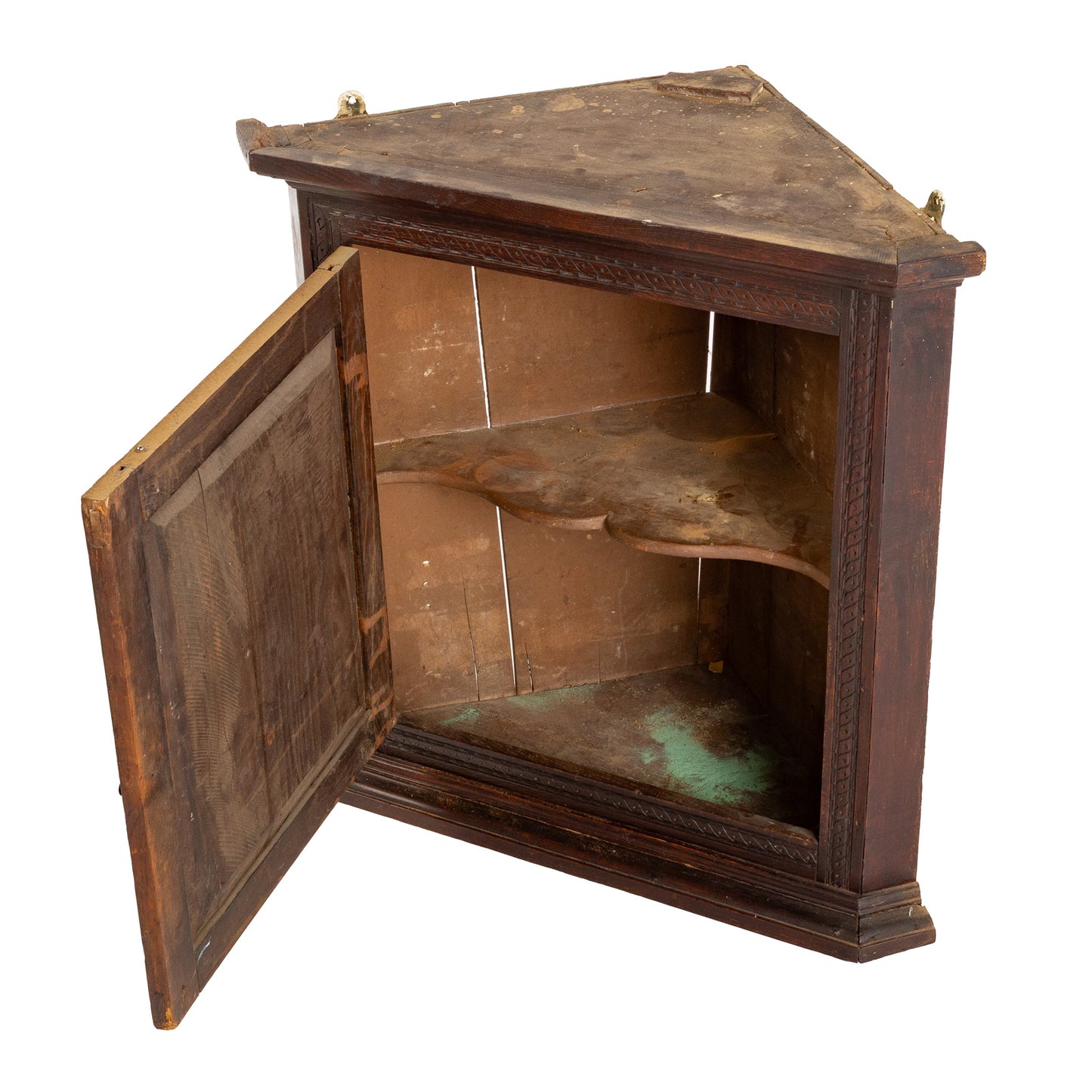 English Vernacular Carved Hanging Corner Cabinet