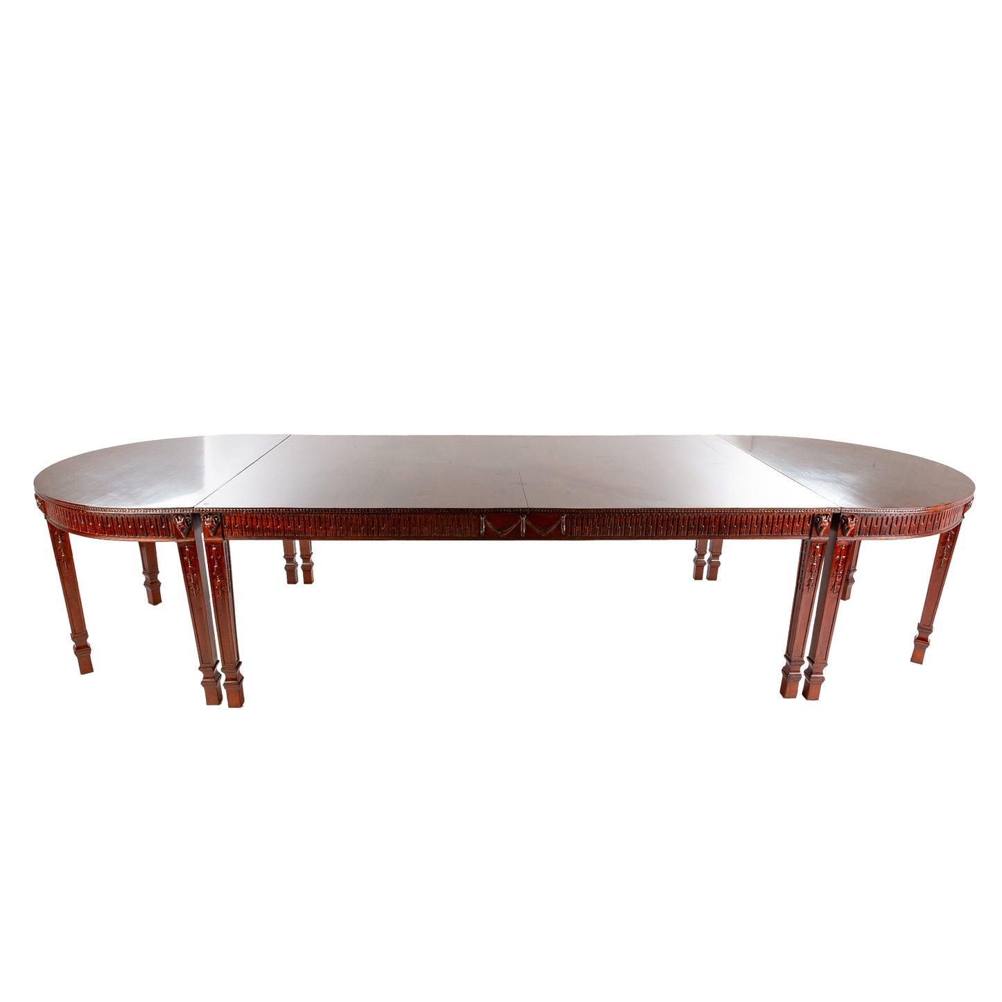 Hepplewhite Style Three Part Mahogany Dining Table