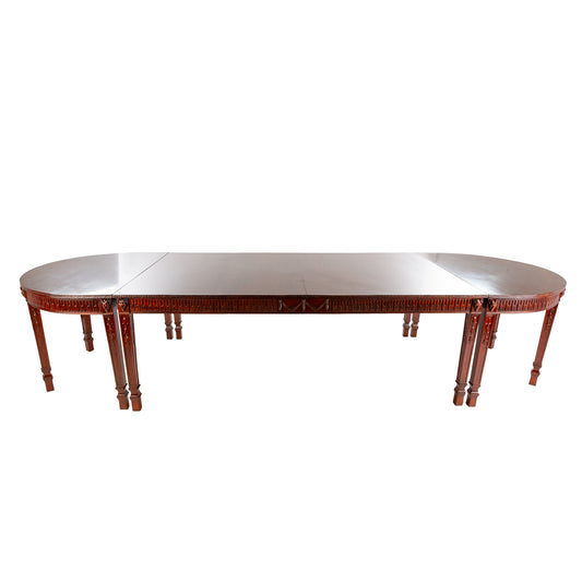 Hepplewhite Style Three Part Mahogany Dining Table