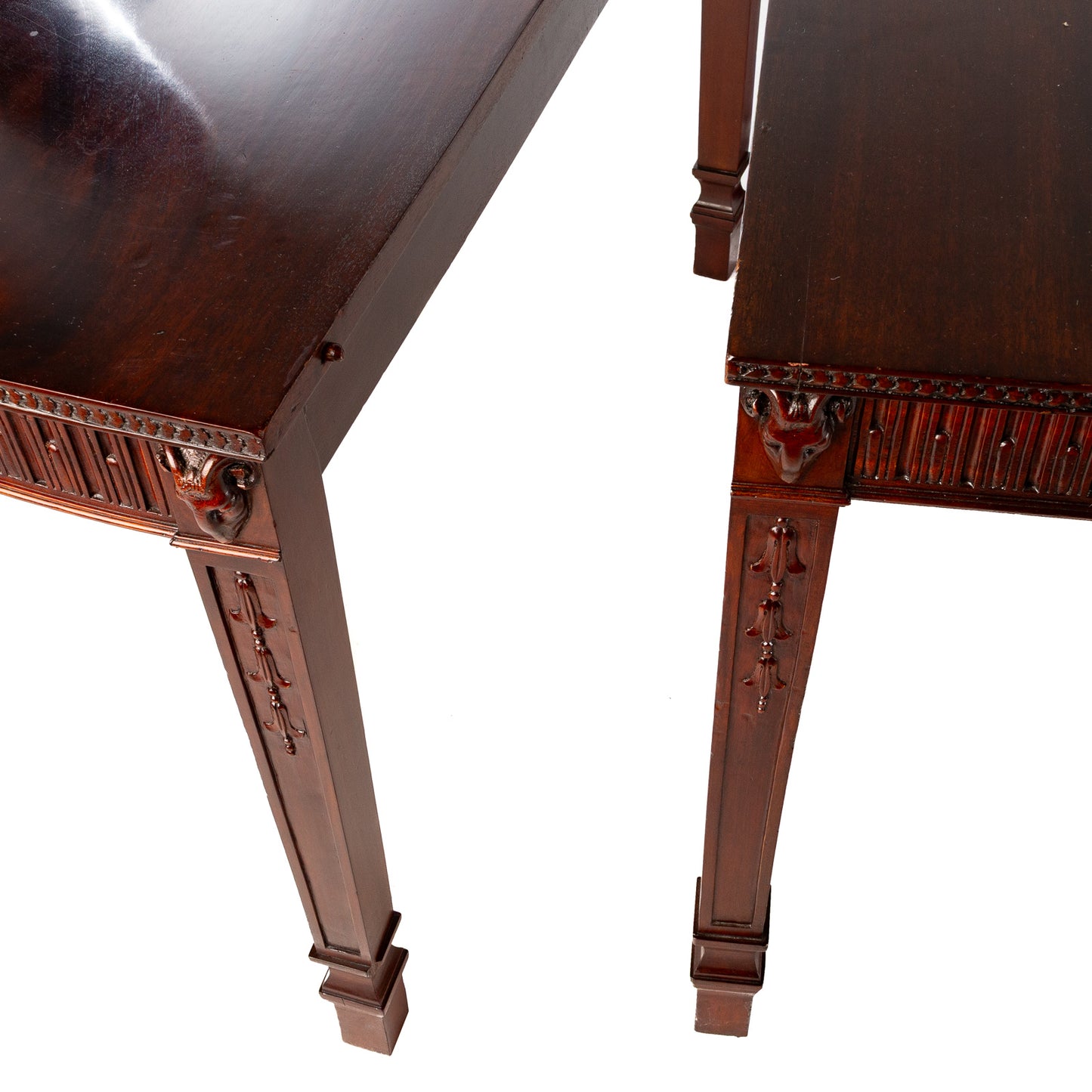 Hepplewhite Style Three Part Mahogany Dining Table