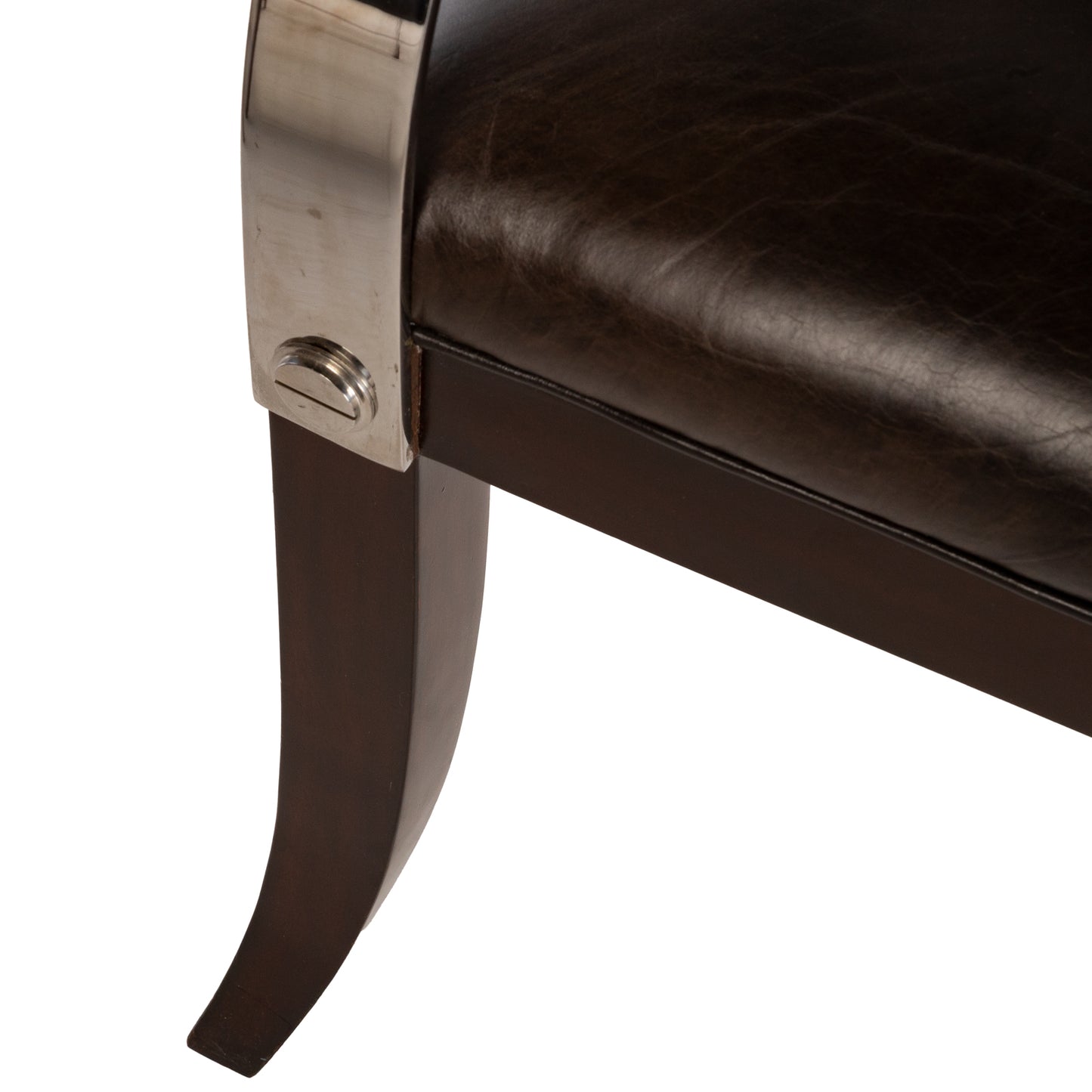 Four Theodore Alexander Leather & Chrome Chairs