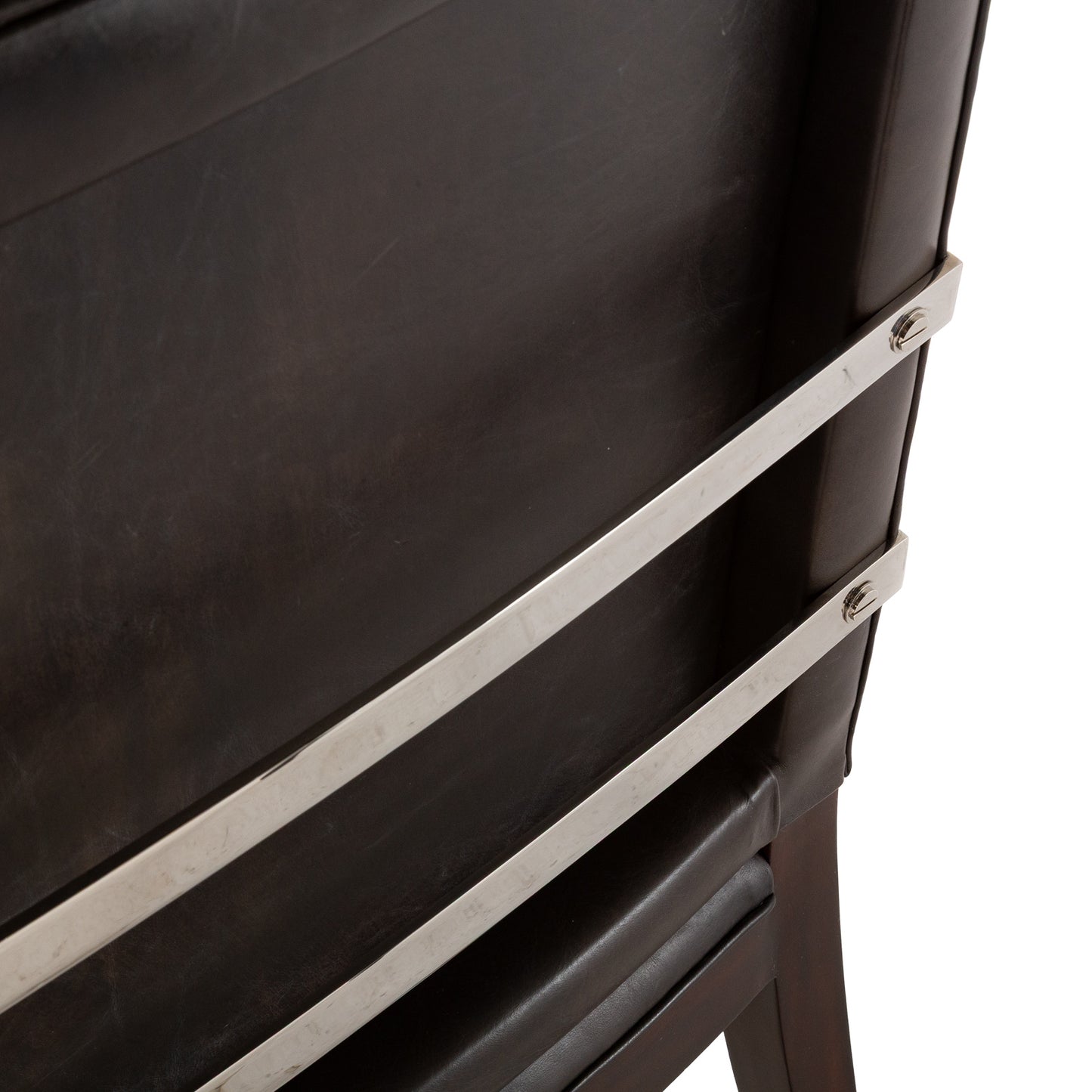 Four Theodore Alexander Leather & Chrome Chairs