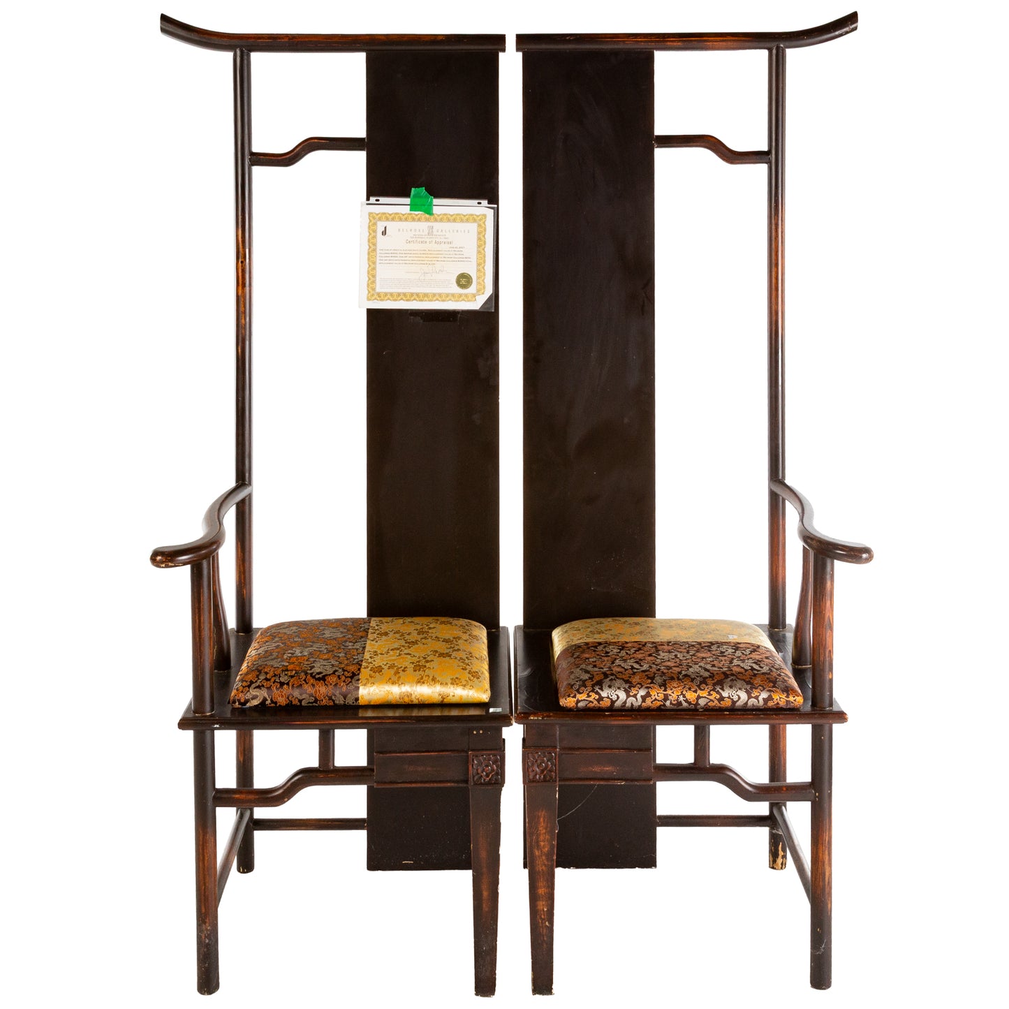 A Pair of Chinese Elmwood Highback Chairs