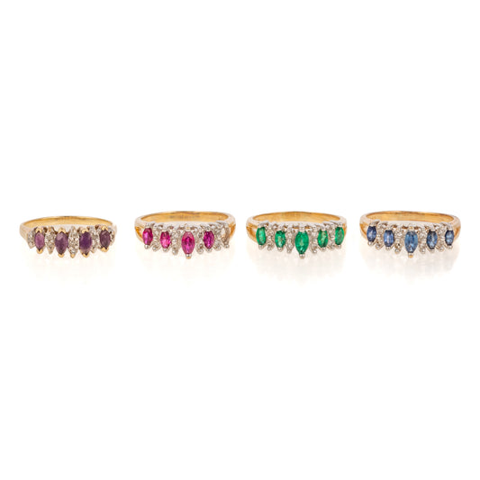 A Collection of Stacking Gemstone & Diamond Rings