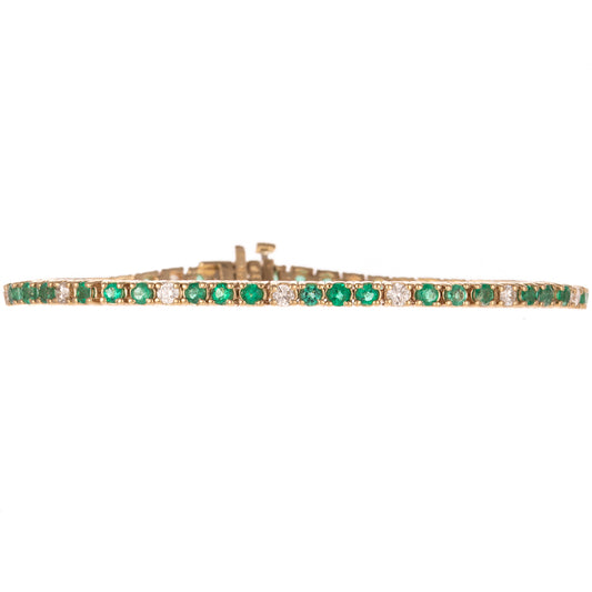 An Emerald & Diamond Line Bracelet in 14K