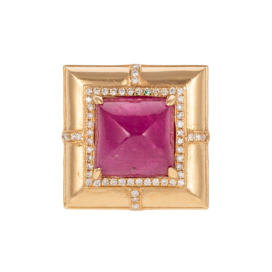 A GIA Unheated 9.41 ct Ruby & Diamond Ring in 18K