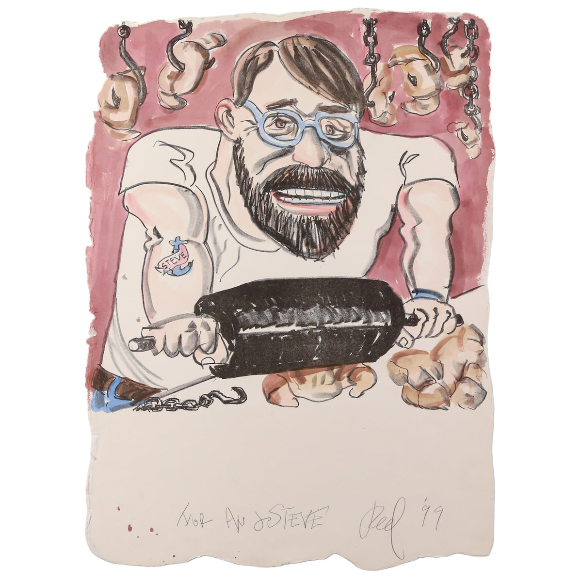 Red Grooms. "Croissant Crusher," lithograph