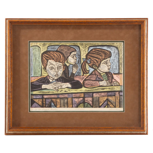 Irving Amen. "At the Puppet Theatre," woodcut