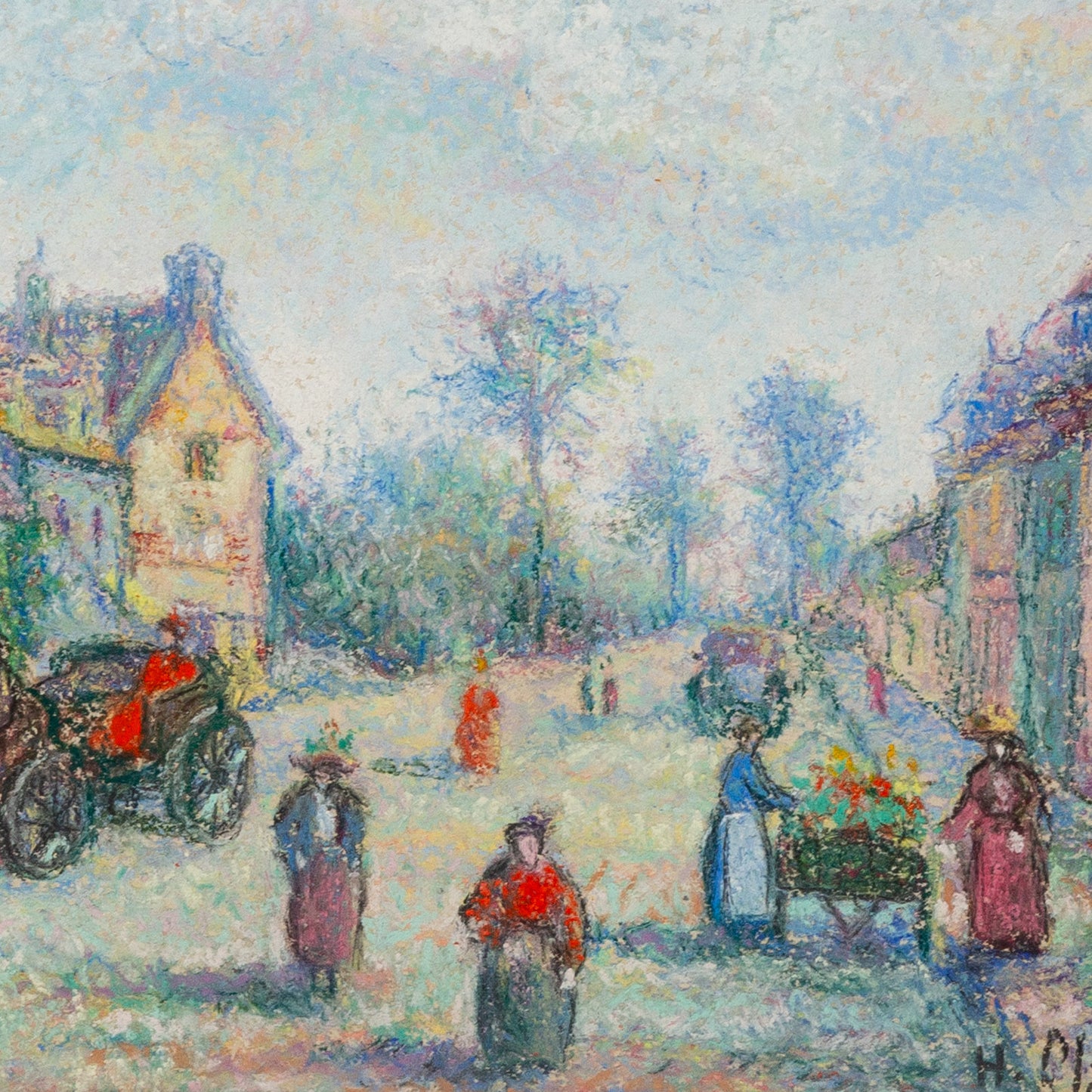 H. Claude Pissarro. "Le Village," pastel