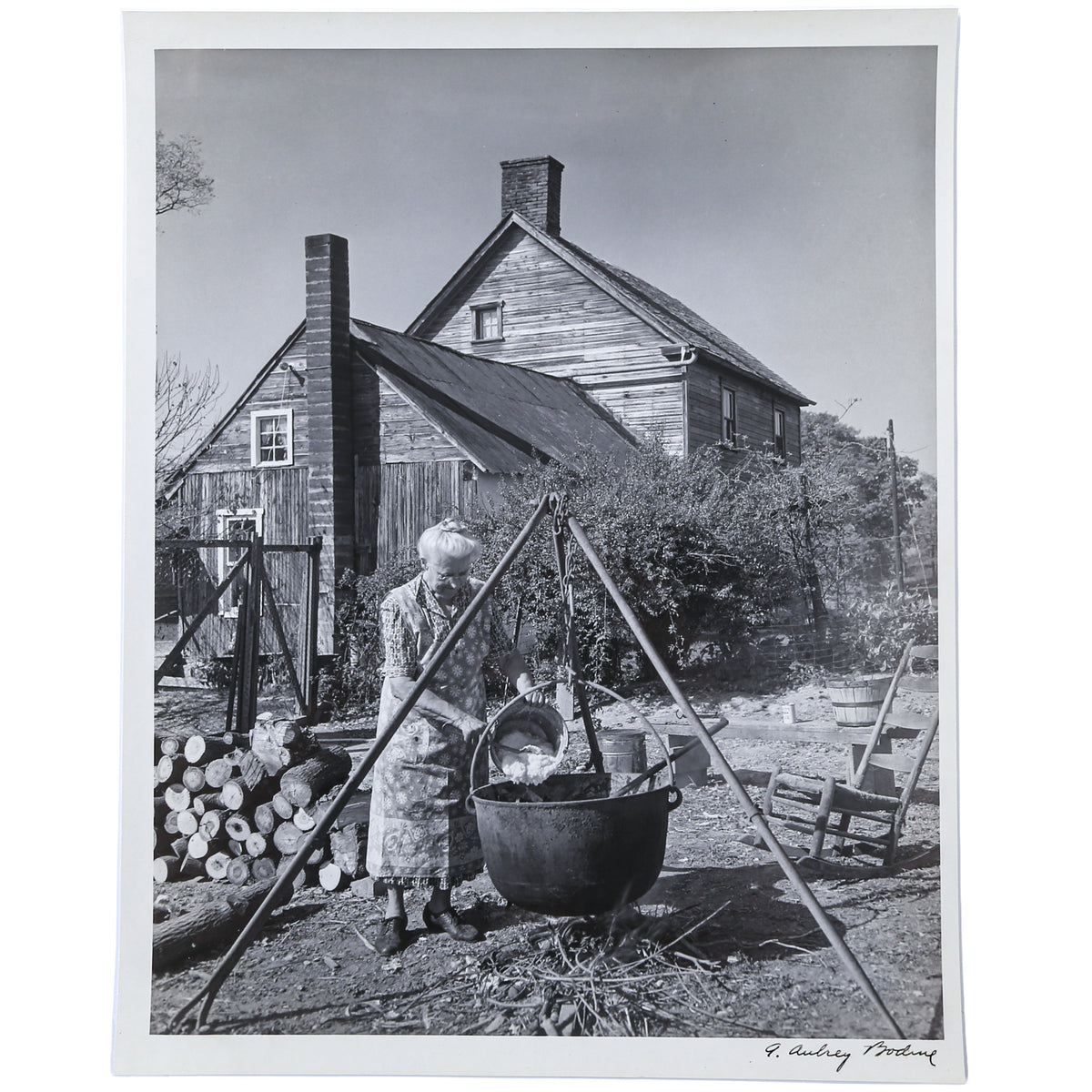 A. Aubrey Bodine. "Soapmaking, Mrs. Harriet Showman," photograph