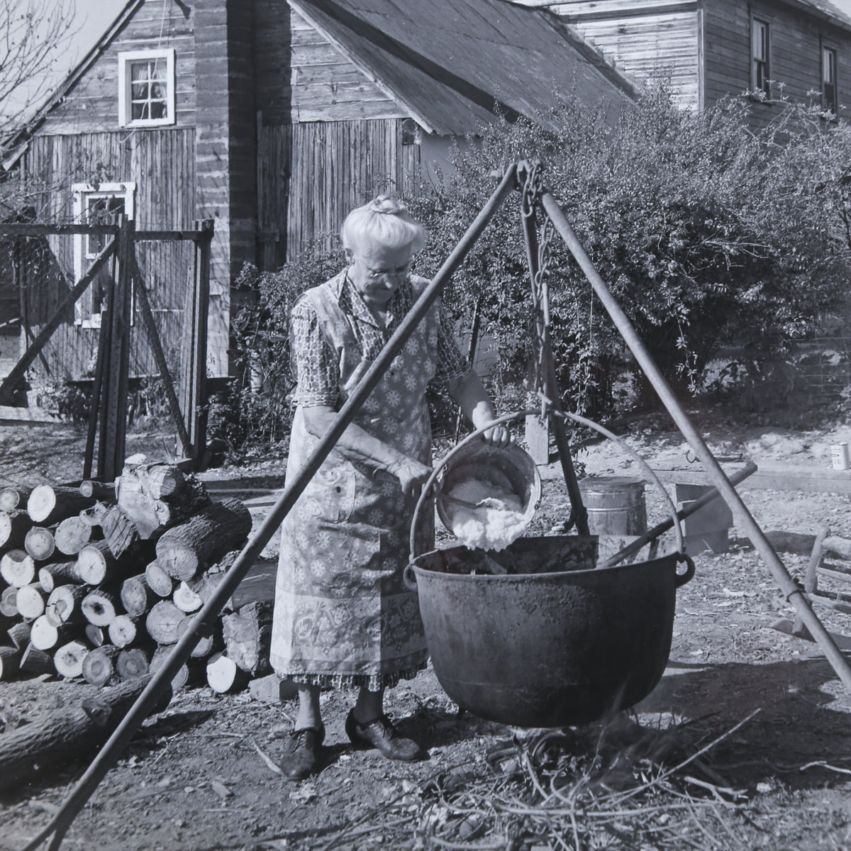 A. Aubrey Bodine. "Soapmaking, Mrs. Harriet Showman," photograph
