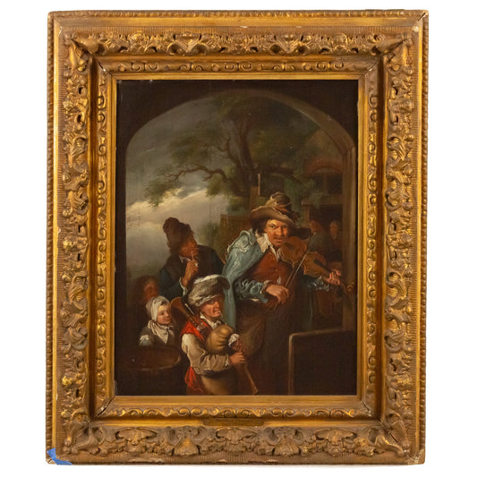 After Christian Dietricy. "Wandermusikanten," oil