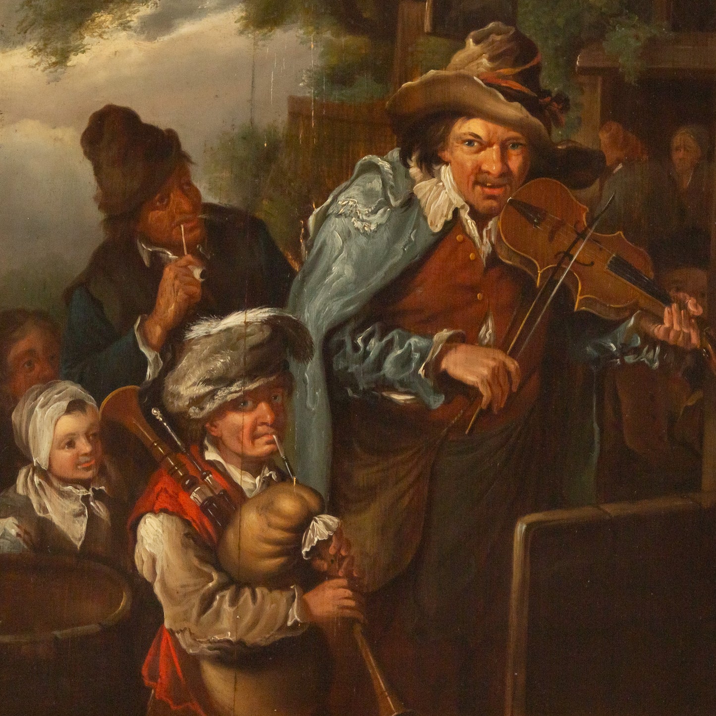 After Christian Dietricy. "Wandermusikanten," oil