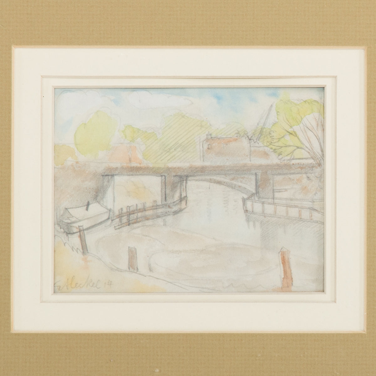 Erich Heckel. Along the River, mixed media